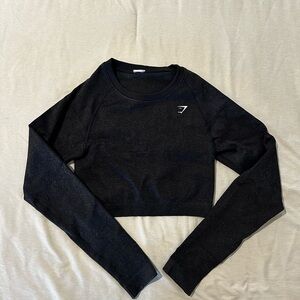 Black Long Sleeve Crop Top